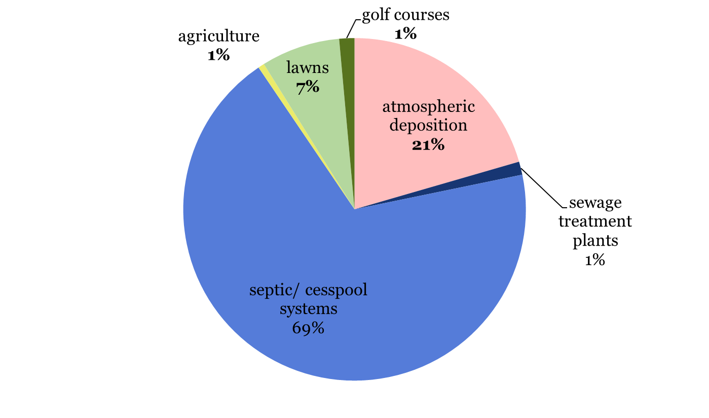 Estimated Nitrogen Sources to Great South Bay (Kinney and Valiela, 2011)  pie chart